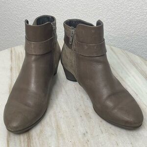 Ecco boots leather ankle EU 37 6-6.5 gray side zip “Sculptured 45”